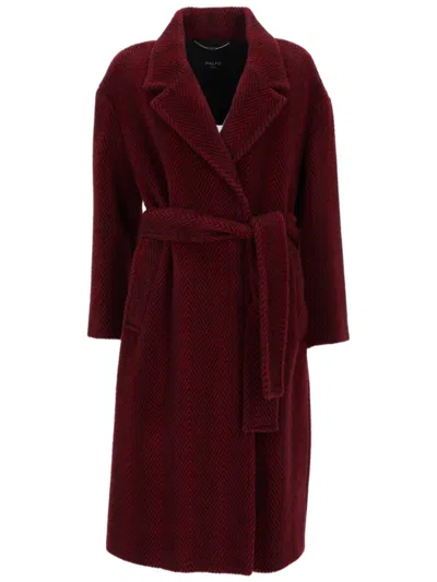 Paltò Mid-thigh Length Alpaca And Wool Coat In Burgundy
