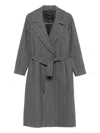 Paltò Paola Herringbone Belted Coat In Black