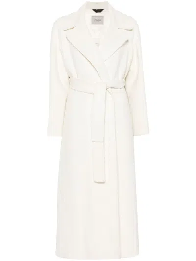 Paltò Paola Wool Belted Coat In White