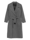 Paltò Paola Herringbone Belted Coat In Gray