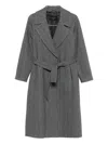 Paltò Paola Herringbone Belted Coat In Blue
