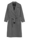 Paltò Paola Herringbone Belted Coat In Gray