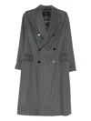 Paltò Pinstripe Double-breasted Coat In Gray
