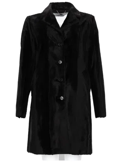 Paltò Single-breasted Coat With Classic Collar And Four Front Buttons In Black