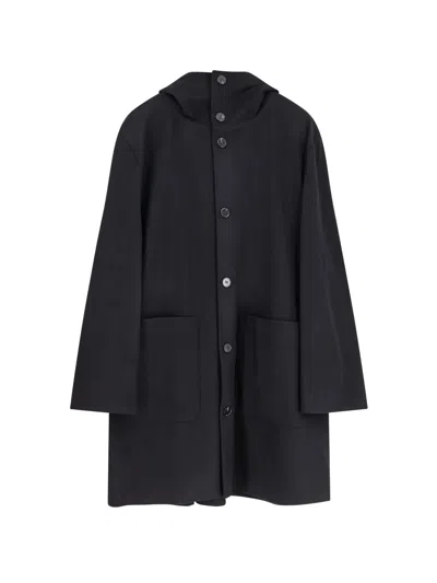 Paltò Tonio Felt Wool And Nylon Coat In Black