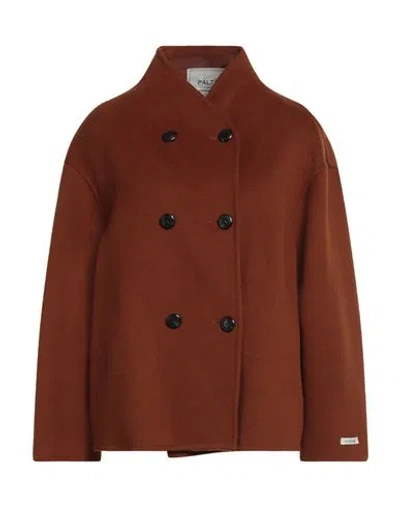 Paltò Woman Coat Brown Size 4 Wool, Nylon