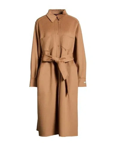 Paltò Woman Coat Camel Size 10 Wool, Nylon In Brown