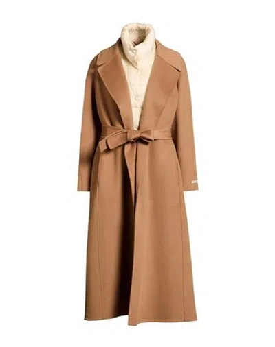 Paltò Woman Coat Camel Size 10 Wool, Nylon In Brown