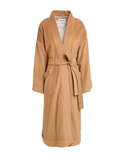 Paltò Woman Coat Camel Size 6 Alpaca Wool, Virgin Wool, Polyamide In Sand