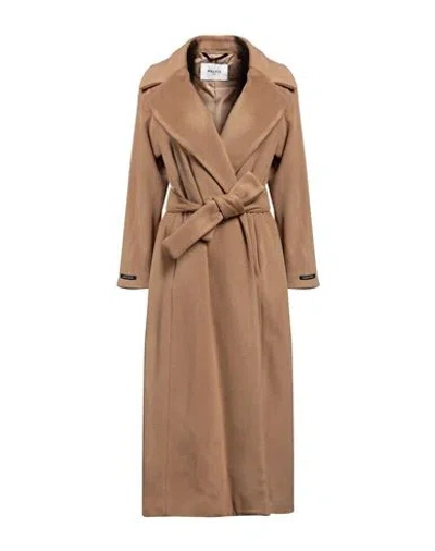 Paltò Woman Coat Camel Size 6 Virgin Wool, Polyamide, Cashmere In Brown