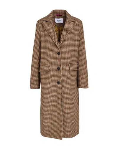 Paltò Woman Coat Camel Size M Synthetic Fibers, Wool, Cotton, Silk In Brown
