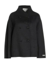 Paltò Woman Coat Charcoal Size 4 Wool, Nylon In Black