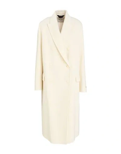 Paltò Woman Coat Ivory Size 8 Wool, Nylon In Pattern