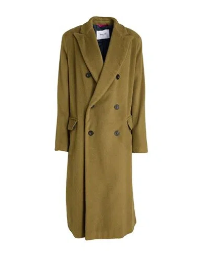 Paltò Woman Coat Khaki Size M Alpaca Wool, Virgin Wool, Polyamide In Green