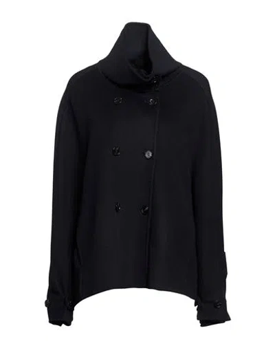 Paltò Woman Coat Midnight Blue Size 10 Wool In Black