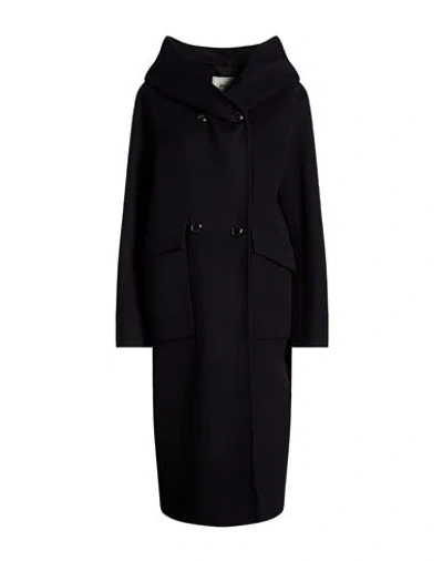 Paltò Woman Coat Midnight Blue Size 6 Wool, Nylon In Black
