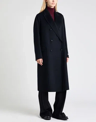 Paltò Woman Coat Midnight Blue Size 8 Wool, Nylon In Black