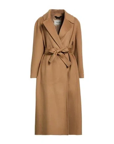Paltò Woman Coat Sand Size 10 Wool, Nylon In Brown