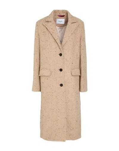 Paltò Woman Coat Sand Size M Synthetic Fibers, Wool, Cotton, Silk In Brown