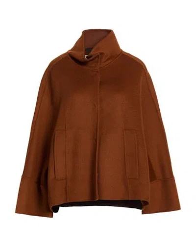 Paltò Woman Coat Tan Size 6 Wool, Nylon In Brown