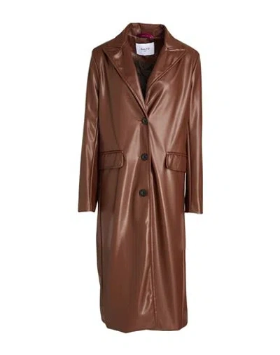 Paltò Woman Overcoat & Trench Coat Brown Size M Synthetic Fibers, Wool, Cotton, Silk