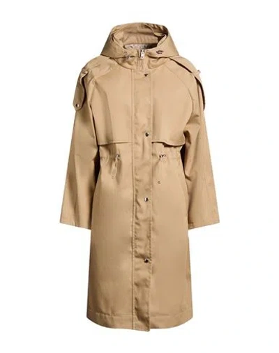 Paltò Woman Overcoat & Trench Coat Sand Size 8 Polyester, Cotton In Brown