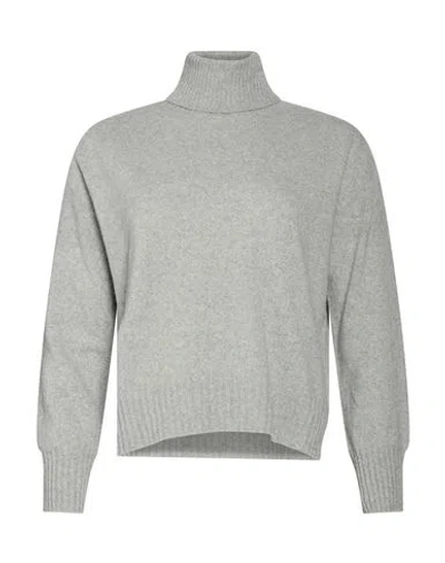 Paltò Woman Turtleneck Grey Size Xl Cashmere In Gray