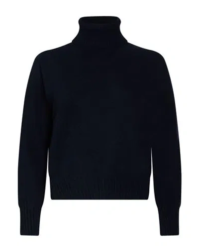 Paltò Woman Turtleneck Navy Size Xl Cashmere In Blue