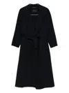 Paltò Paola Belted Wool Coat In Blue