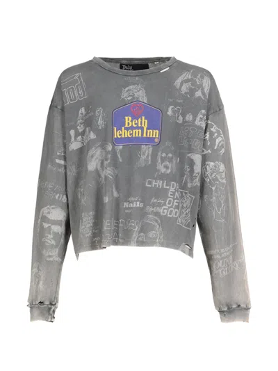 Paly Bethlehem Graphic-print Distressed T-shirt In Gray
