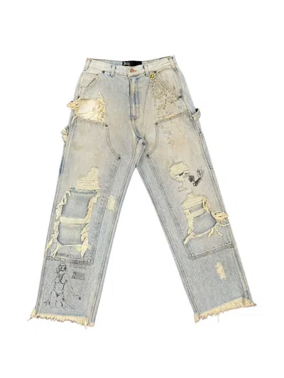 Paly Busted Double-knee Trousers In Blue