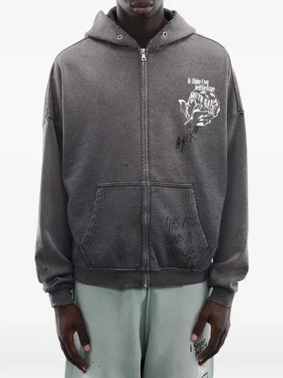 Paly Carrying The Message Distressed Hoodie In Black