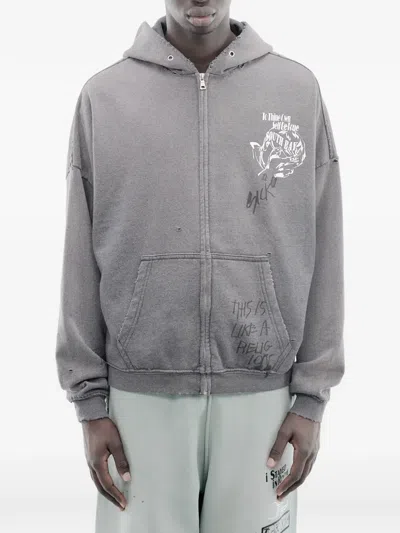 Paly Carrying The Message Distressed Hoodie In Gray