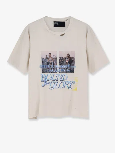 Paly Cotton T-shirt With Print On The Front In Sand