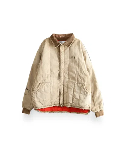Paly 디스트레스드 이펙트 퀼팅 재킷 In Brown