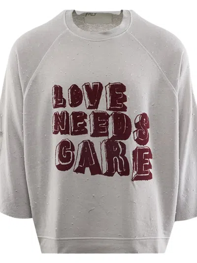 Paly Distressed-effect Raglan-sleeve T-shirt In Gray