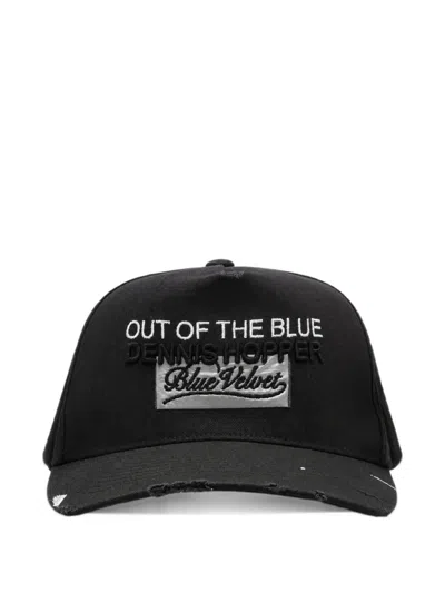Paly Embroidered Distressed Baseball Cap In Black