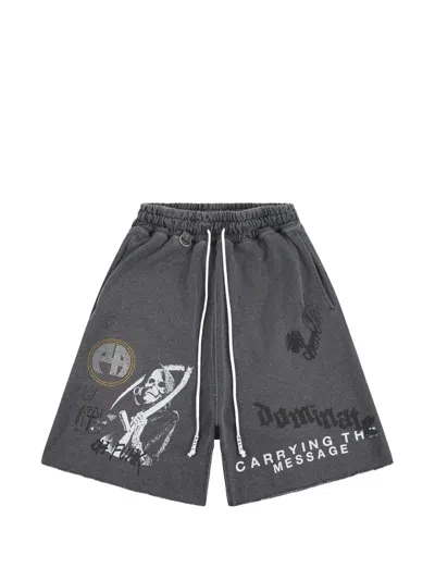 Paly Graphic-print Drawstring Track Shorts In Gray