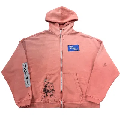 Pre-owned Paly Hollywood Alta Cienega Zip Hooded Sweatshirt 'pink' | Men's Size Xl/2xl