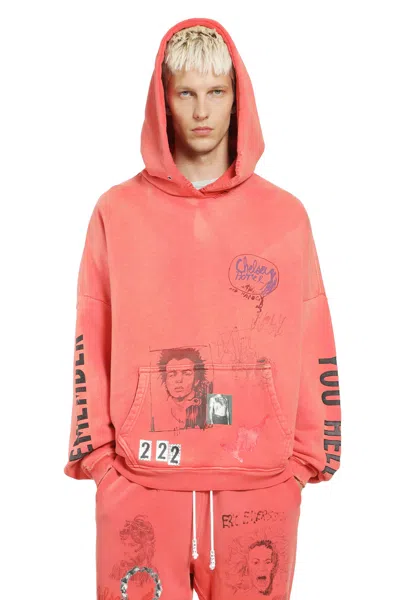 Paly Hollywood Chelsea Hotel Distressed Printed Cotton-jersey Hoodie In Red