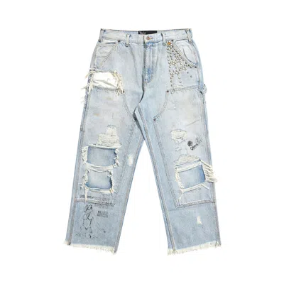 Pre-owned Paly Hollywood Busted Double Knee Jean 'denim' | Blue | Men's Size 32
