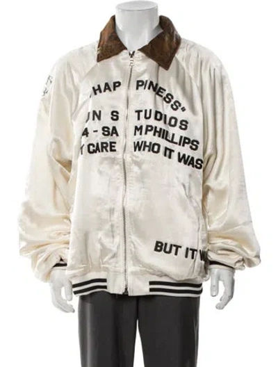 Pre-owned Paly Hollywood Elvis Graphic Print Bomber Jacket W/ Tags In Neutrals