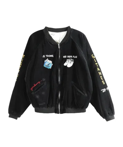 Paly Hollywood Embroidered Bomber Jacket In Black