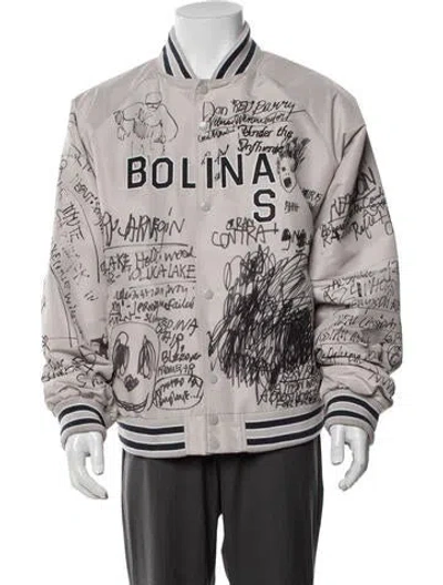 Pre-owned Paly Hollywood Graphic Print Bomber Jacket In Gray