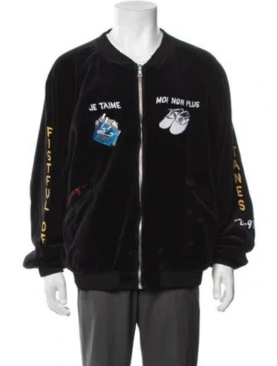 Pre-owned Paly Hollywood Graphic Print Bomber Jacket W/ Tags In Black