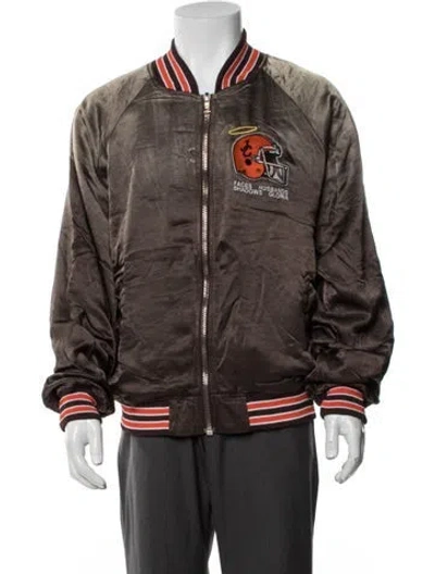 Pre-owned Paly Hollywood Graphic Print Bomber Jacket W/ Tags In Brown