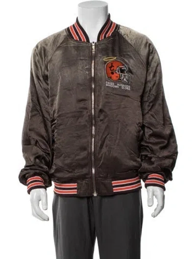 Pre-owned Paly Hollywood Graphic Print Bomber Jacket W/ Tags In Brown