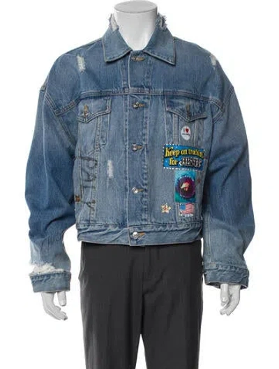 Pre-owned Paly Hollywood Graphic Print Denim Jacket In Blue