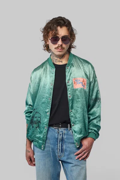Paly Hollywood Jim's Room Satin Jacket In Green