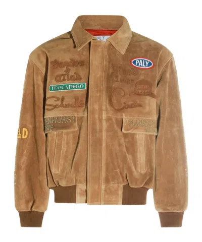 Paly Hollywood Lapel Suede Jacket In Brown